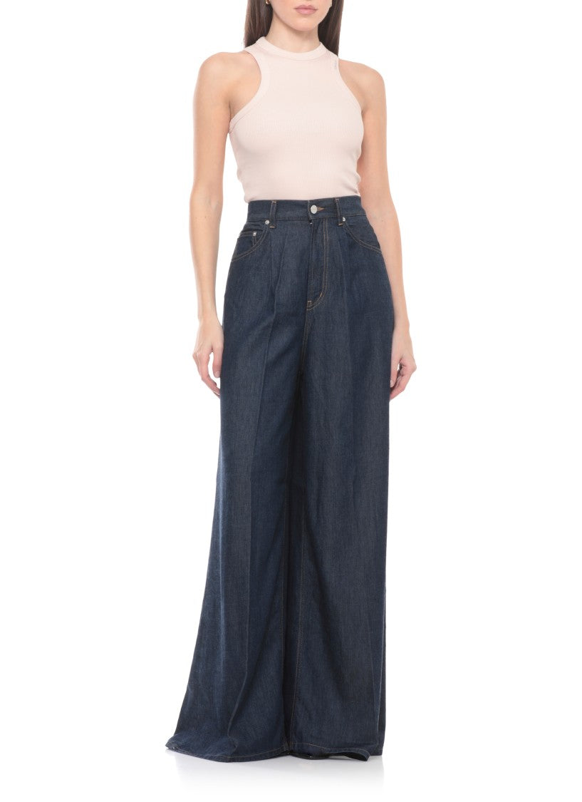 Dondup Dark Blue Maggie Leather Tab Jeans