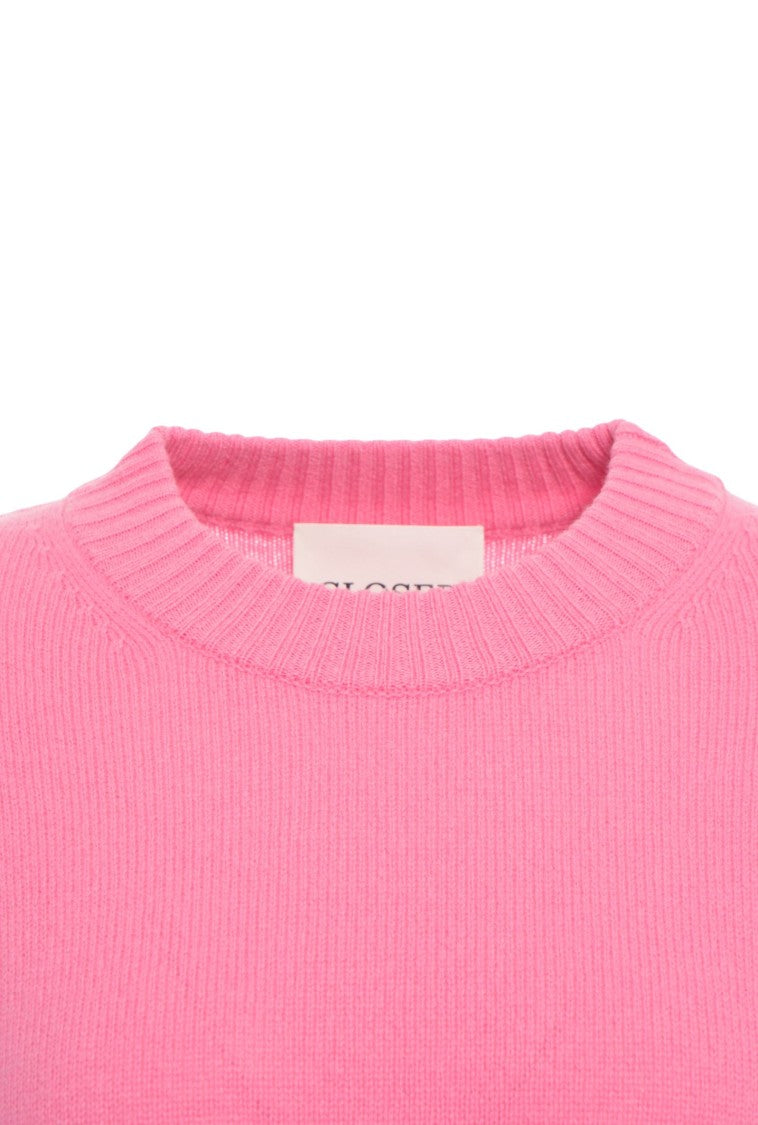 Closed Wool Sweater With Round Neckline And Ribbed Detailing
