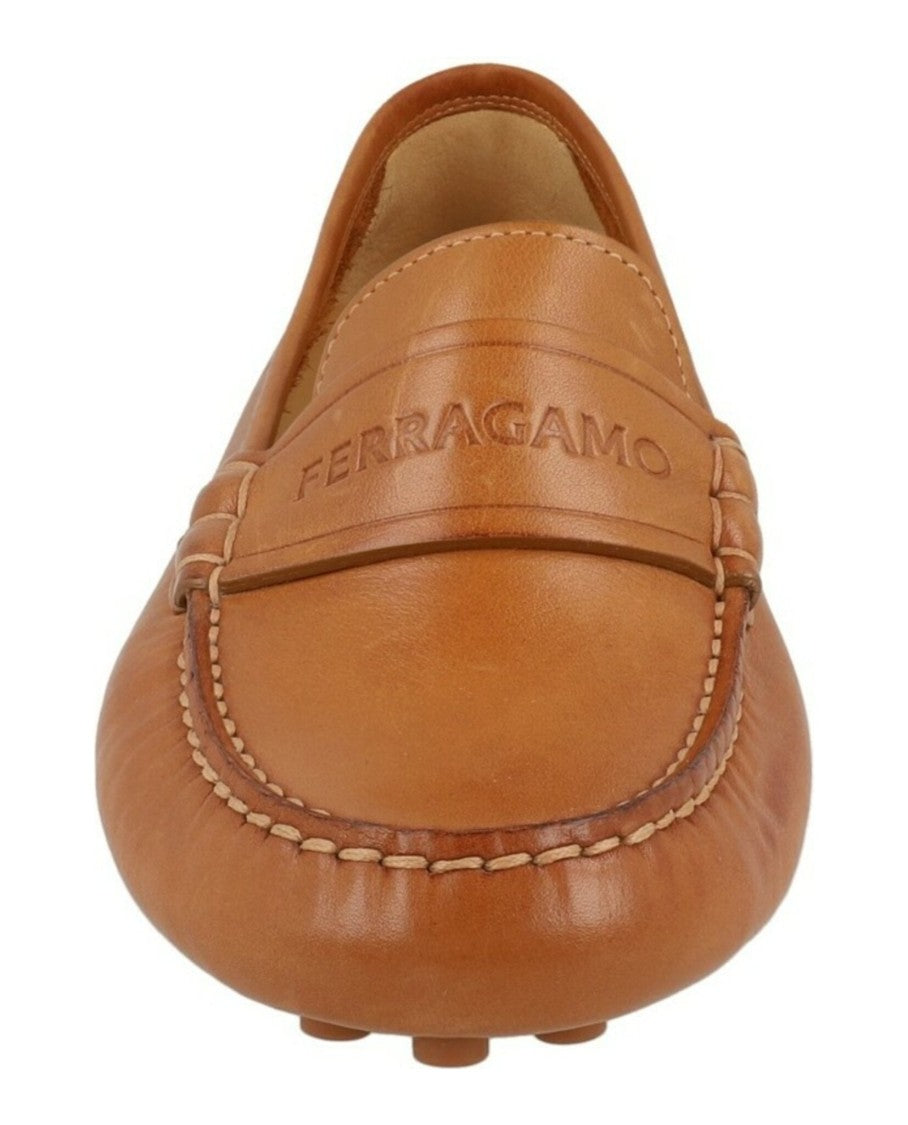 Ferragamo Iside Leather Loafers With Embossed Ferragamo Signature