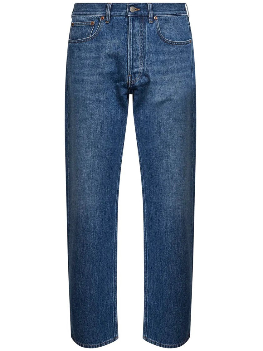 Valentino Medium Blue Straight-Leg Five-Pocket Denim Jeans