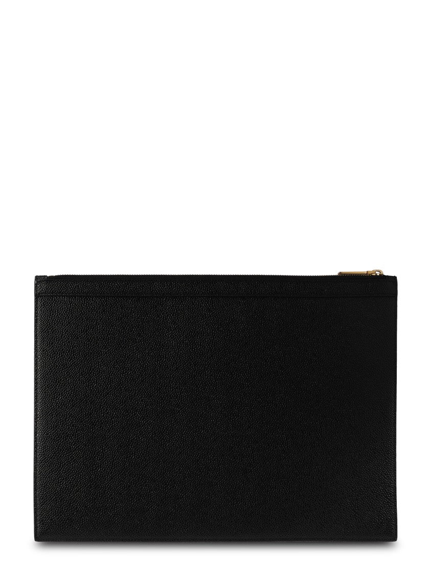 Thom Browne Medium Document Holder In Pebble Grain Leather