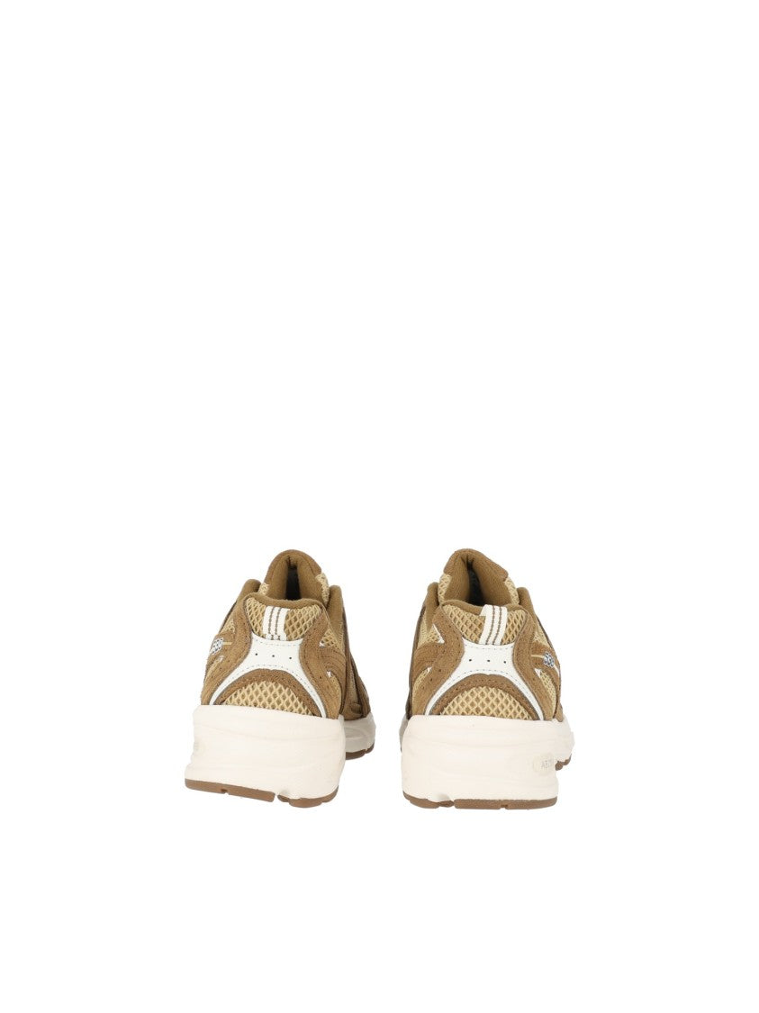 New Balance Bark/Navy Suede Mesh Low-Top Sneakers