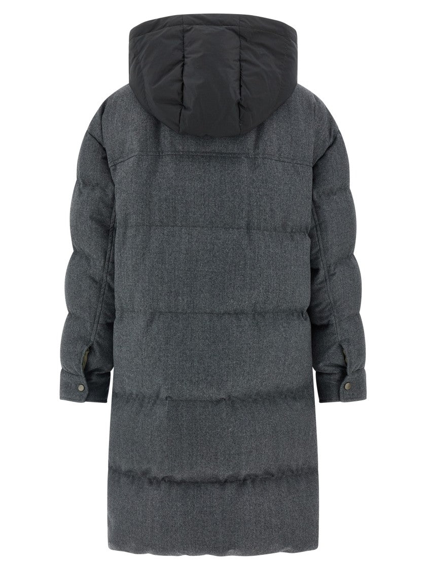 Brunello Cucinelli 'Shiny Zipper Pull' Long Down Jacket