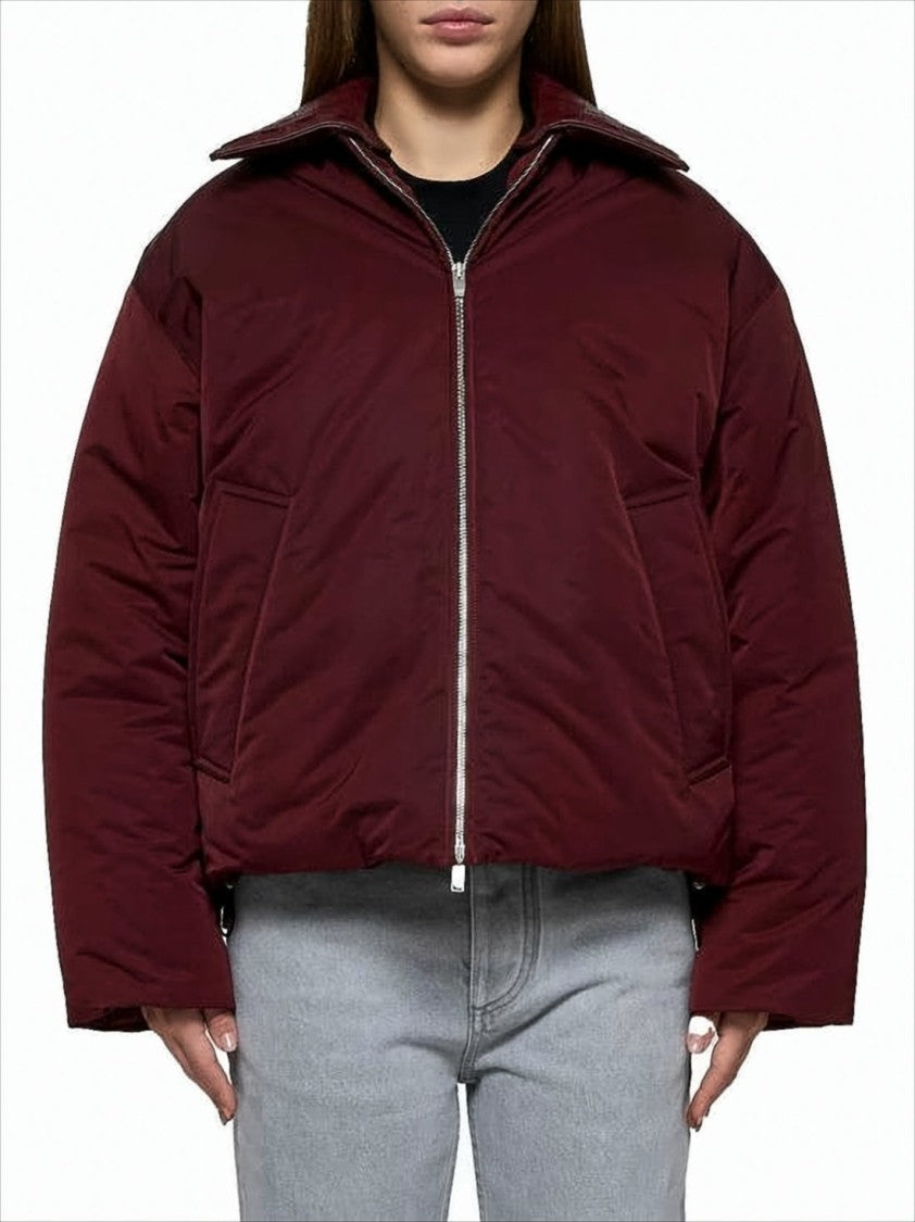 Bottega Veneta Boxy Cropped Jacket With Woven Textured Collar