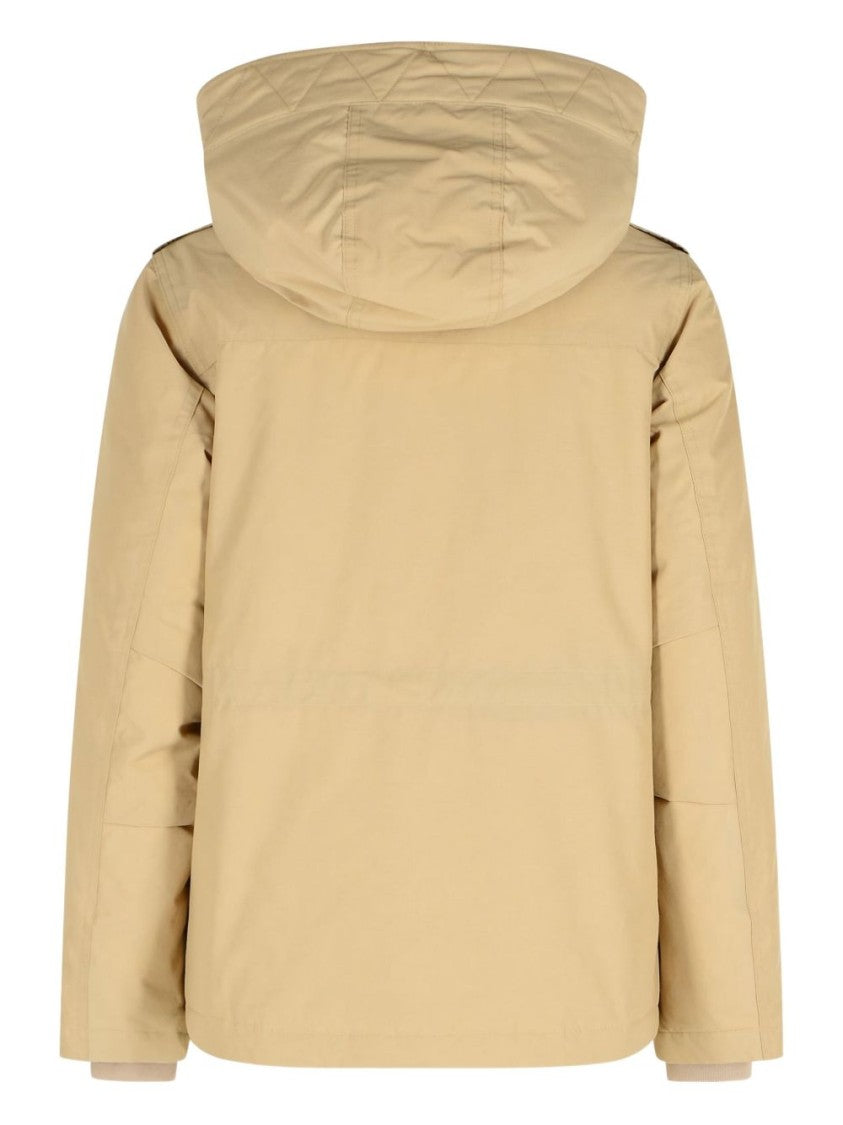 Woolrich Soft Cotton-Polyamide Blend Beige Jacket With Hood