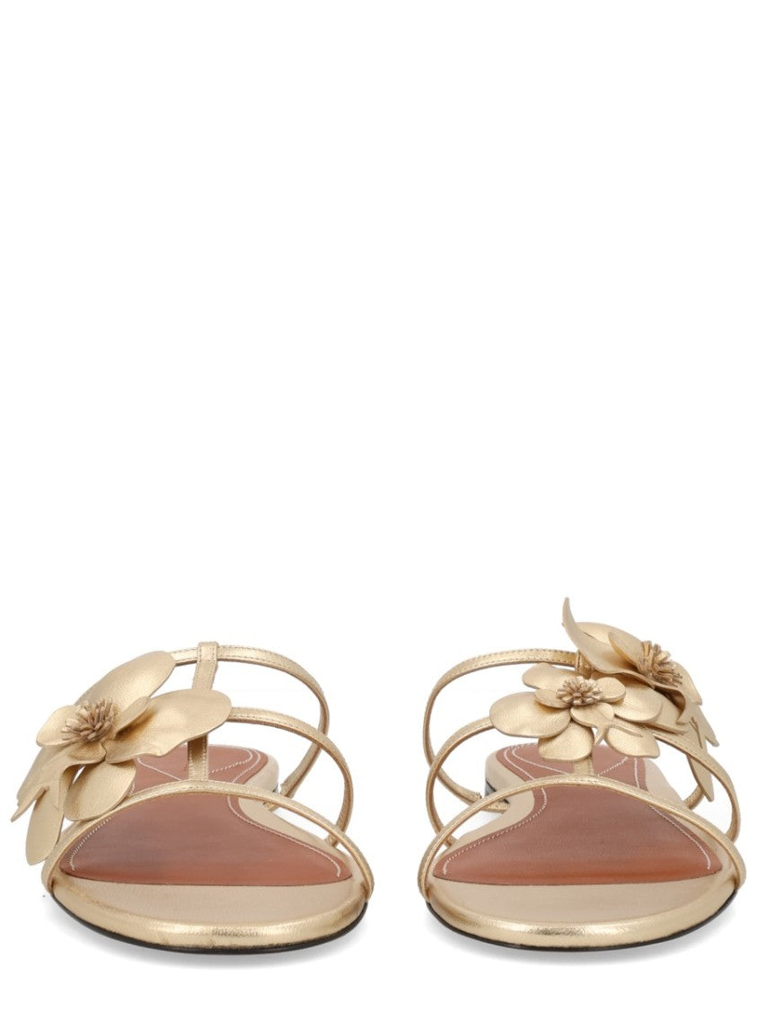 Zimmermann Orchid Metallic Gold Thin Straps Sandals