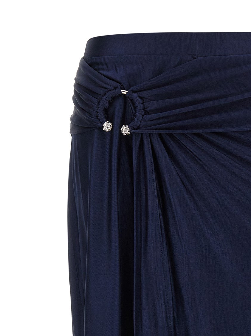 Paco Rabanne Satin Viscose Jersey Midi Skirt