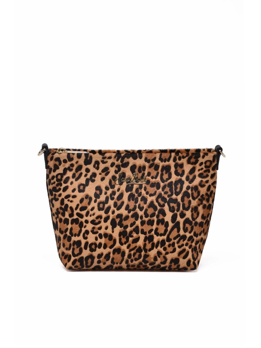 Mc2 Saint Barth Ponyhair And Leather Clutch Pouch With Zipper Closure