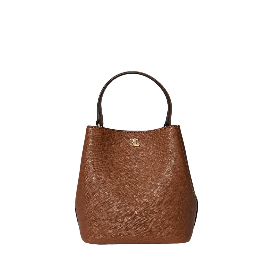 Lauren Ralph Lauren Compact Crosshatch Leather Bucket Bag