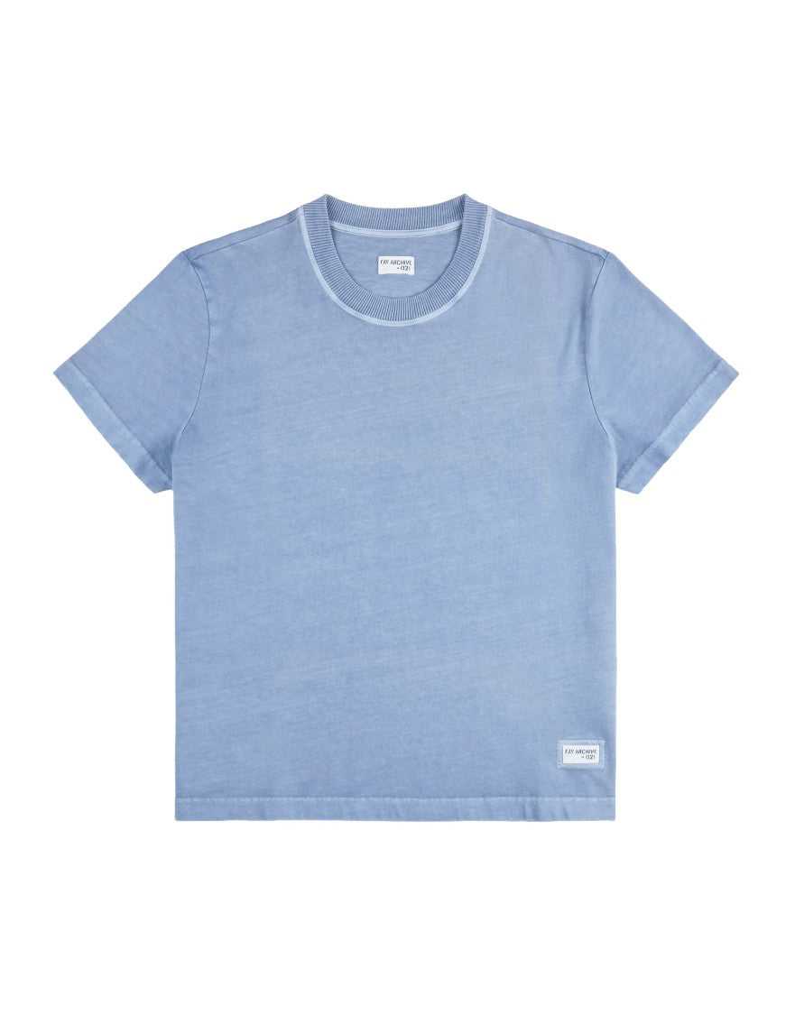 Fay Minimalist Pale Blue Cotton T-Shirt