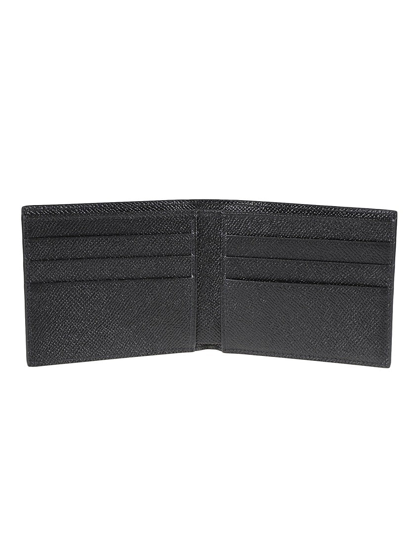 Dolce & Gabbana Textured Calf Leather Bifold Wallet With Metallic Plaque