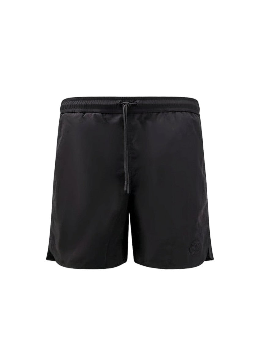 Moncler Short-Length Black Shorts With Elastic Waistband And Subtle Slits