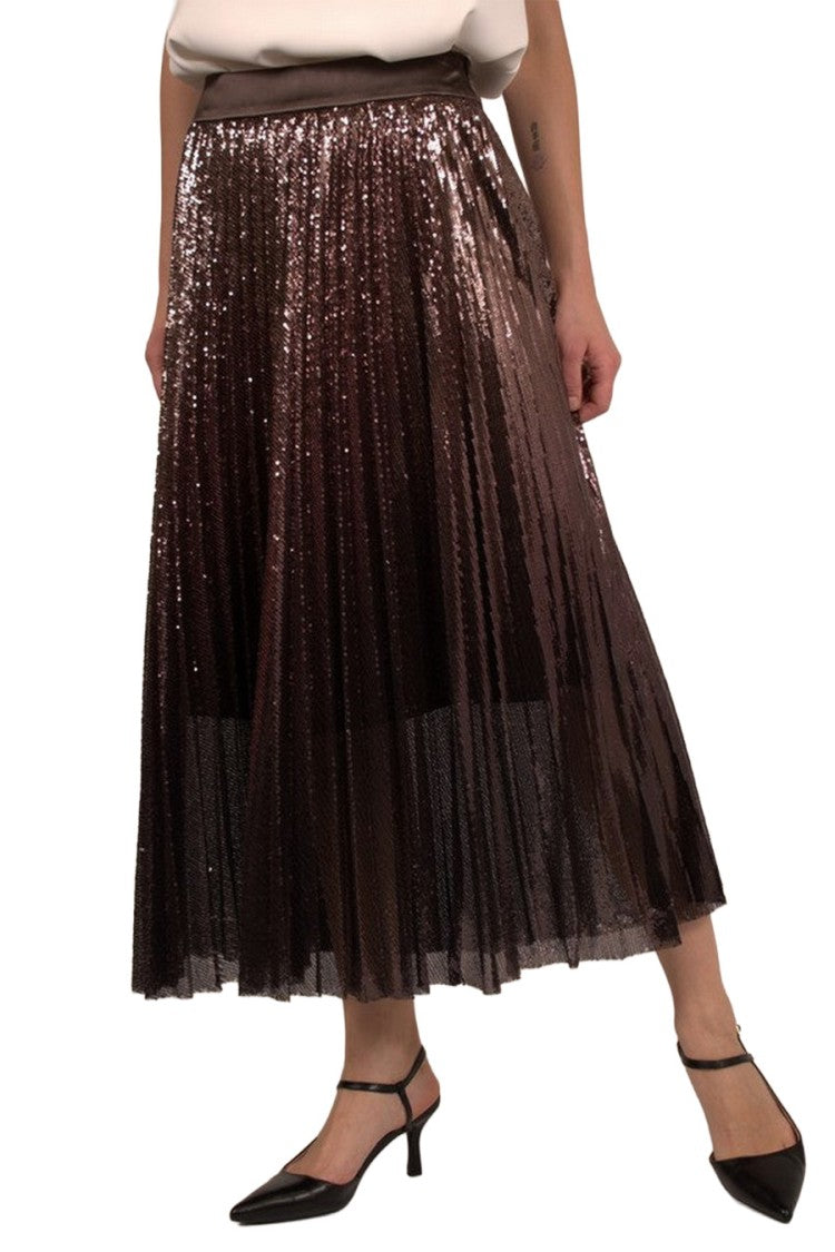 Peserico Brown Crepe Midi Skirt