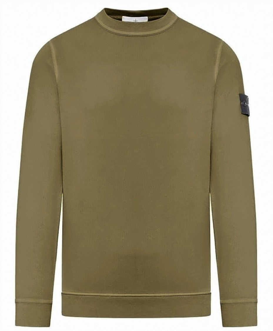 Stone Island Olive Green Long-Sleeve Sweatshirt With Signature Patch Detail