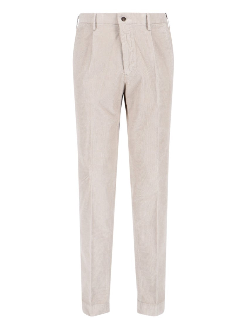 Incotex Straight-Leg White Trousers With Structured Waistband