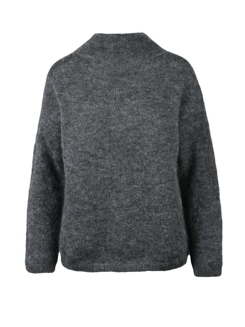 Max Mara Mock Neck Sweater With Fuzzy Texture And Relaxed Fit