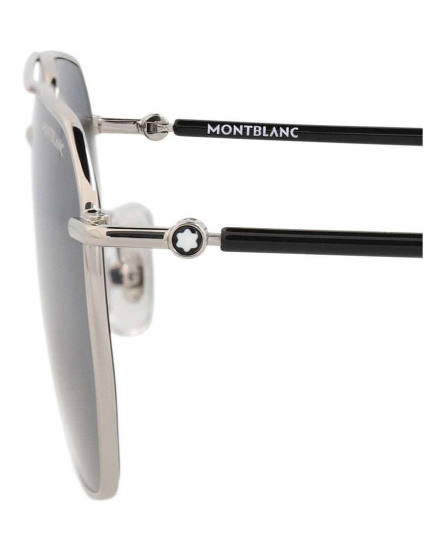 Montblanc Aviator-Frame Metal Sunglasses With Silver Finish