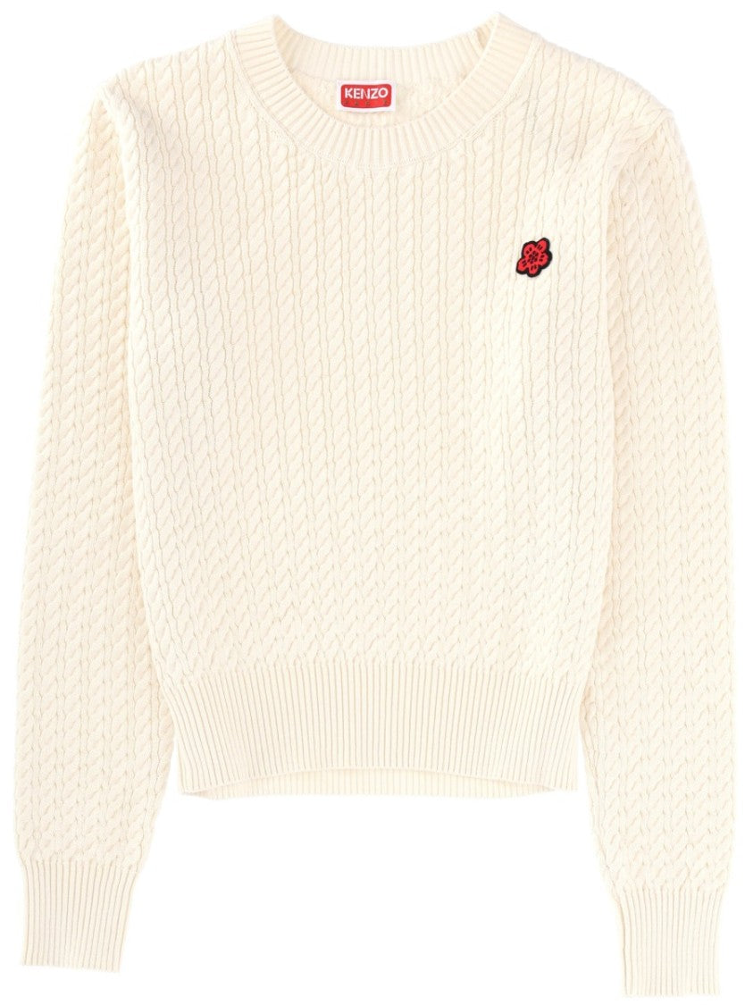 Kenzo Boke Flower Textured Cable Knit Sweater