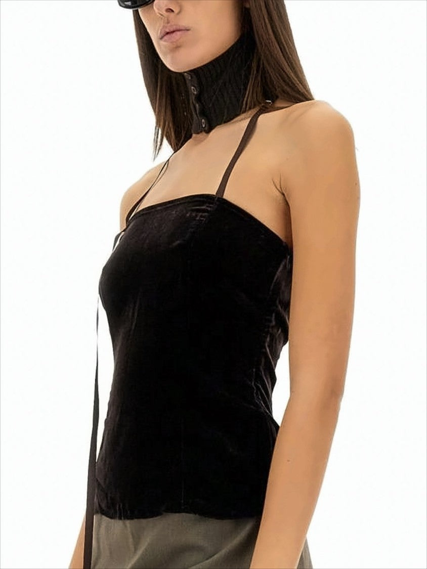 Paloma Wool Strapless Black Sleeveless Top With Subtle Sheen