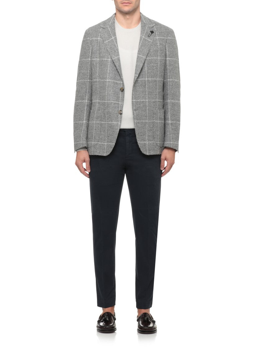 Lardini Grey Wool Blend Jacket With Classic Lapel And Iconic Detailing