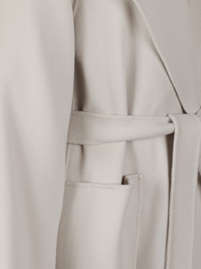 Max Mara White Mid-Length Coat With Wide Lapel