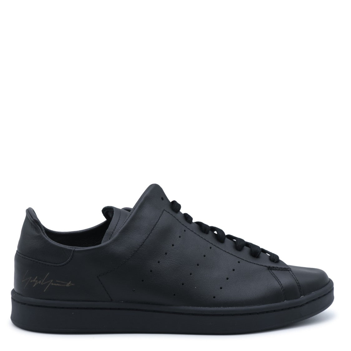 Y-3 Minimalist Black Leather Low-Top Sneakers With Discreet Signature
