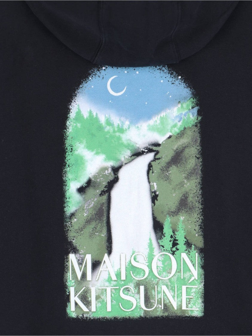 Maison Kitsuné Classic Black Pullover Hoodie With Drawstring Hood