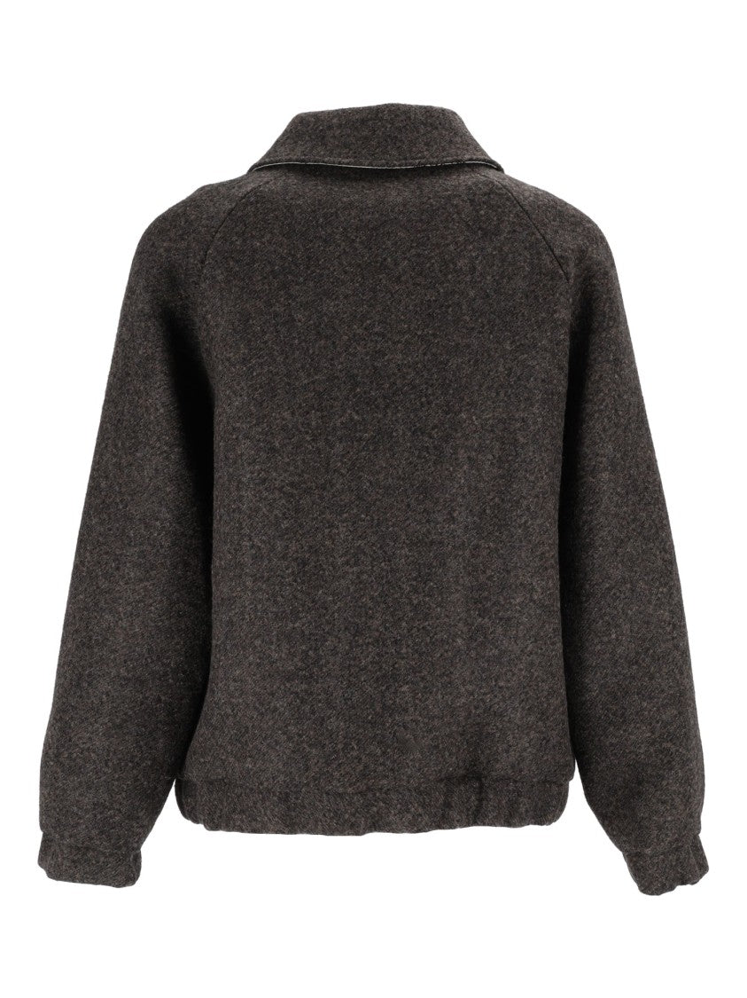 Shirt A Porter Boxy Cropped Textured Reversible Bomber Jacket