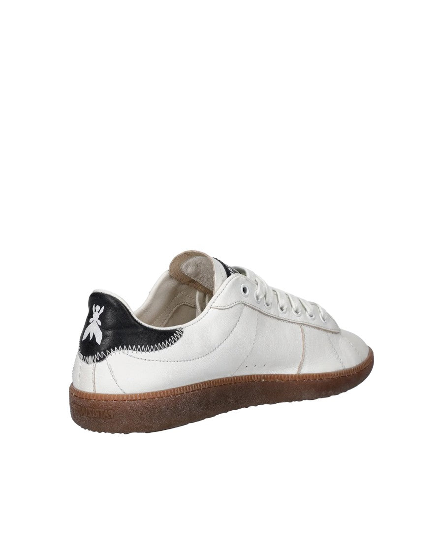 Patrizia Pepe Nappa Leather Sneakers In White/Dark Honey