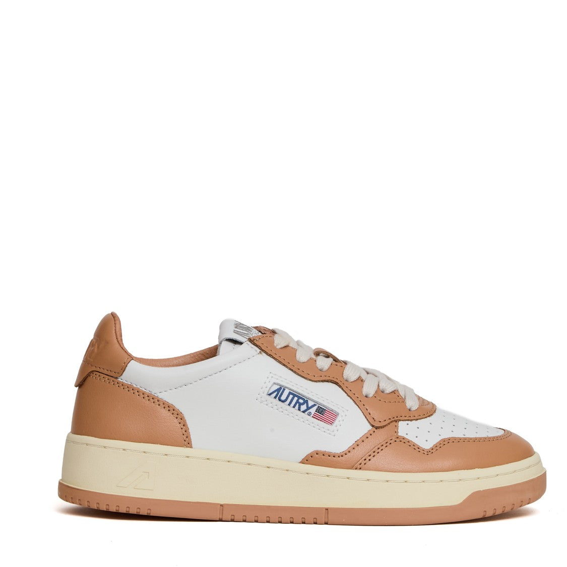 Autry White Sand Medalist Low Leather Sneakers