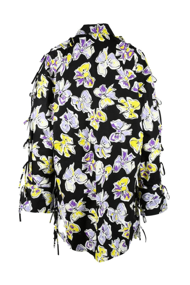 Msgm Black Puff Sleeve Cotton Shirt Dress
