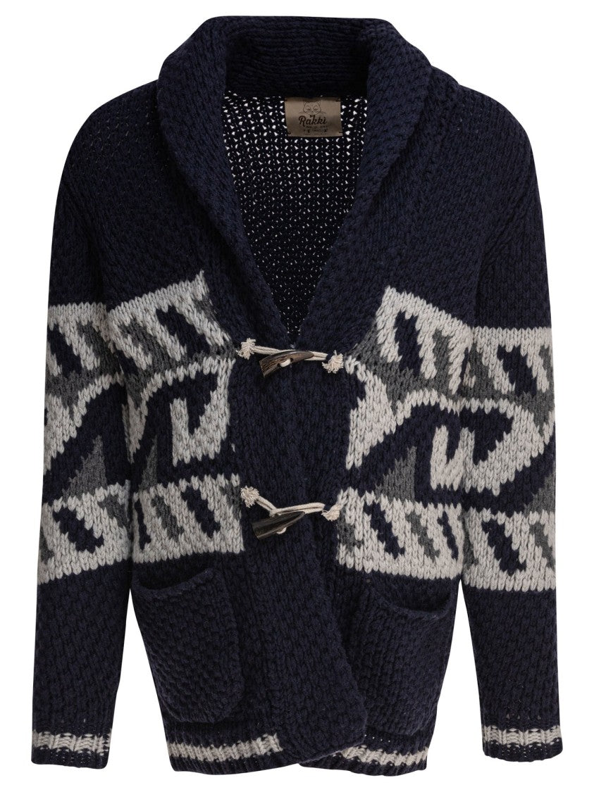 Rakki' Chunky Knit Coat With Geometric Pattern