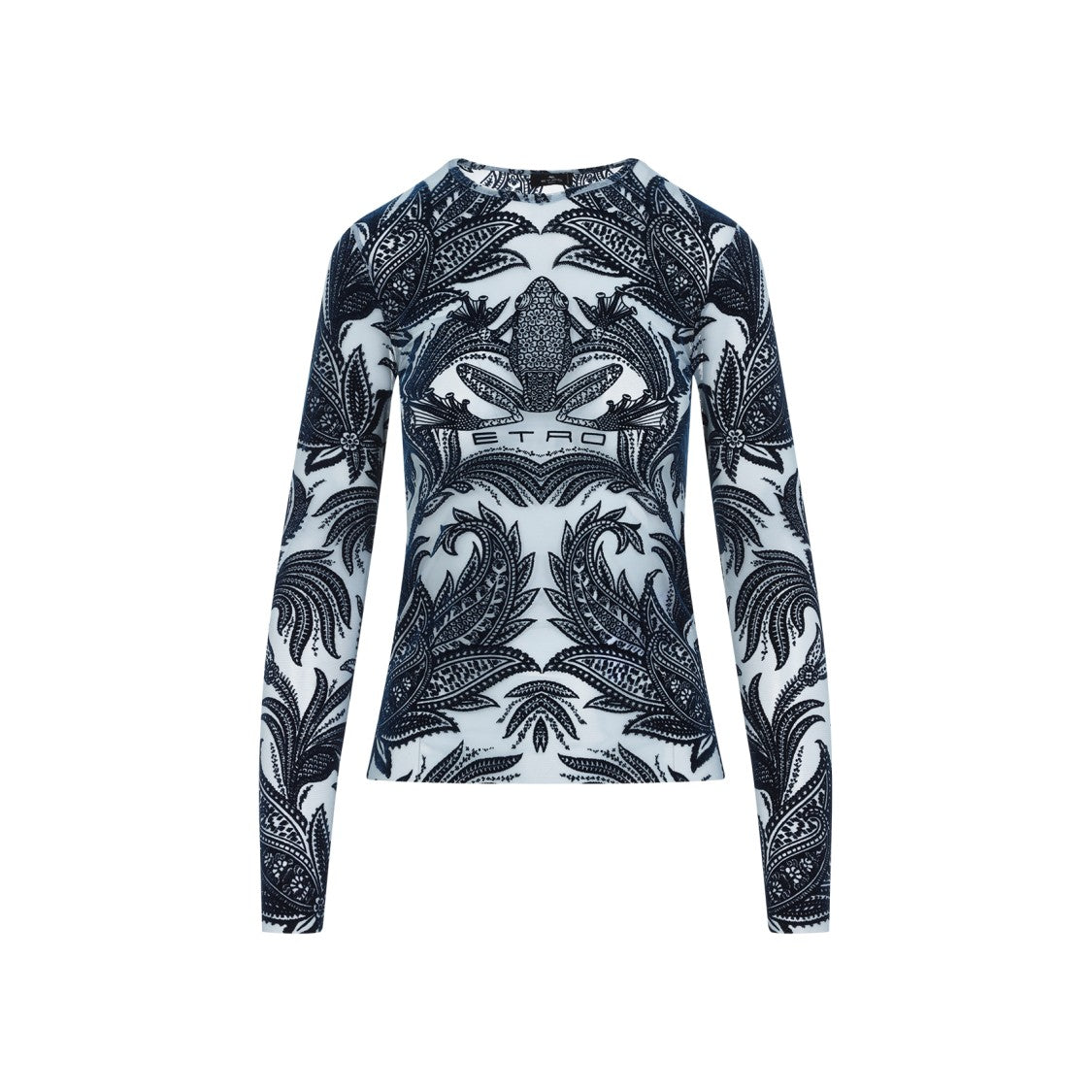Etro Tattoo Blue Polyamide Top