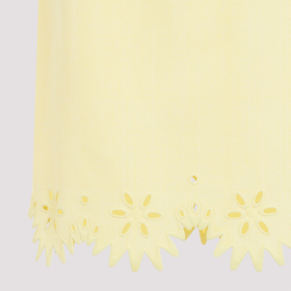 Bottega Veneta Grainy English Embroidery Yellow Viscose Midi Skirt