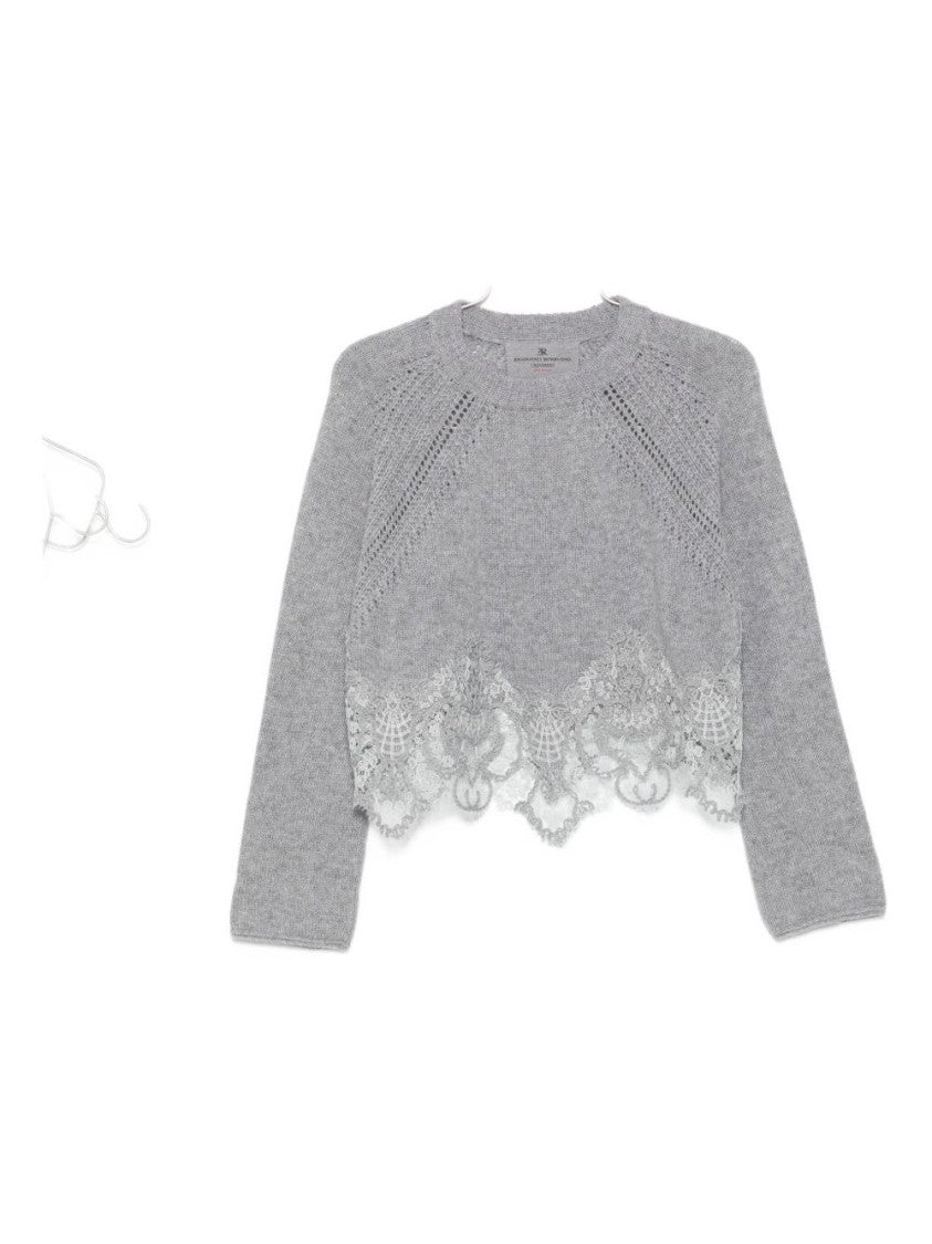 Ermanno Scervino Cashmere Sweater With Lace Trim