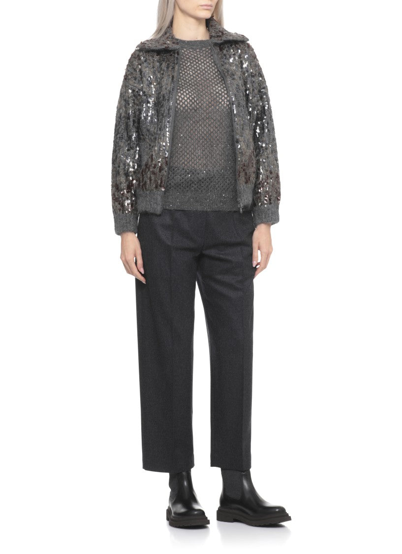 Brunello Cucinelli Mohair Cardigan With Paillettes