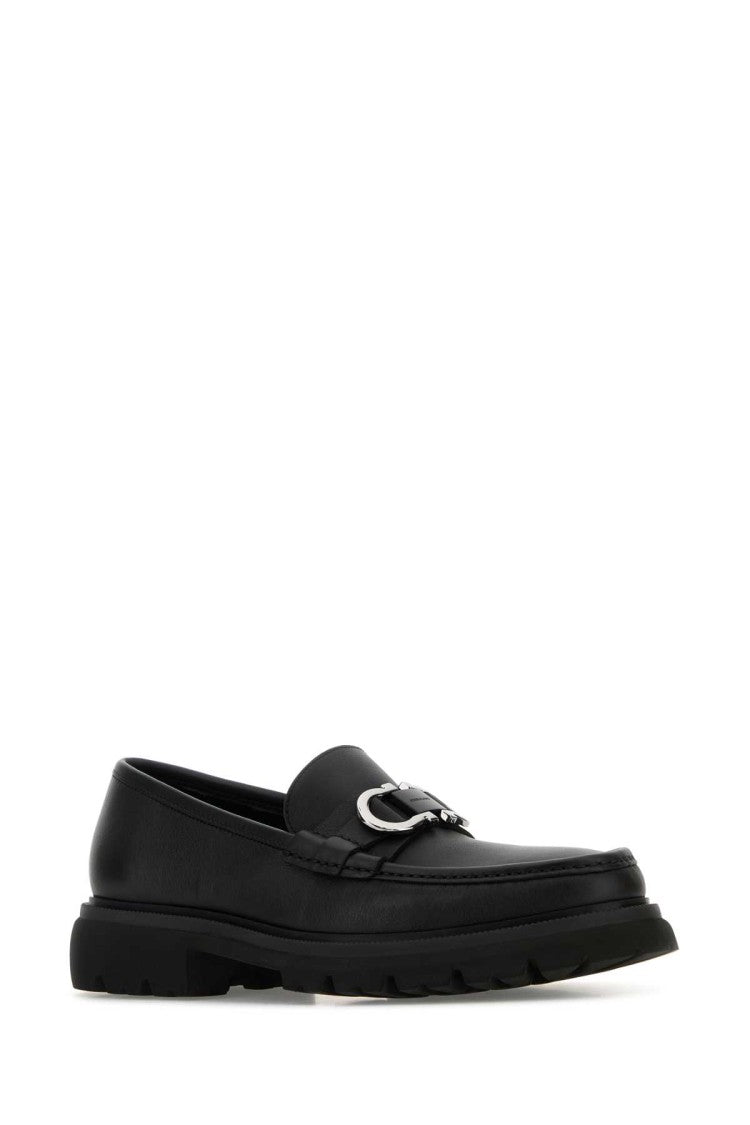 Salvatore Ferragamo Black Leather Cocoon Loafers