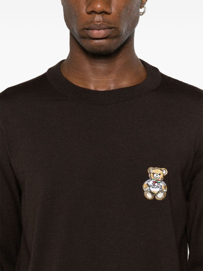 Moschino Coffee Brown Virgin Wool Sweater