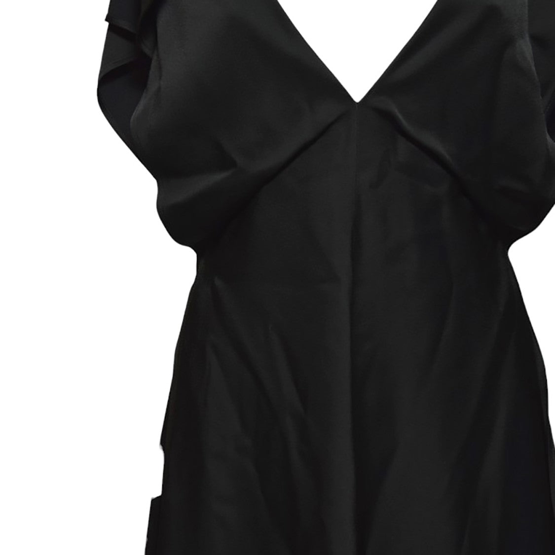 Jil Sander Long Black Satin V-Neck Dress