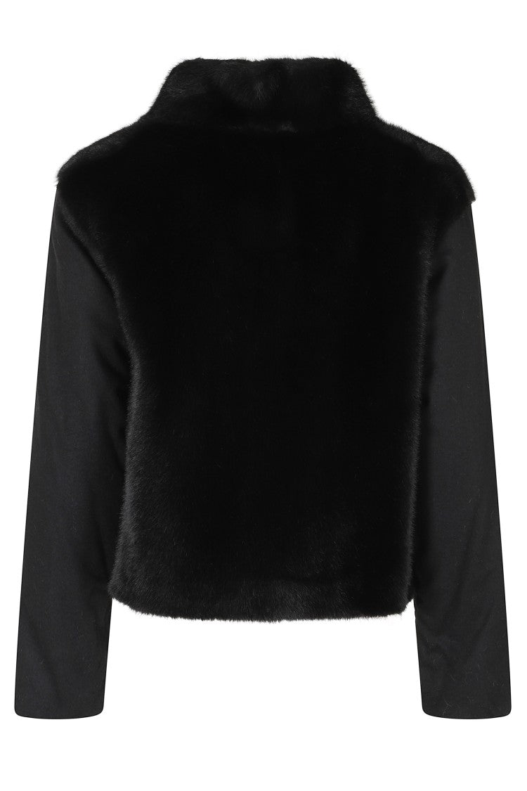 Herno Black High Neck Cashmere Sleeves Polyester Jacket