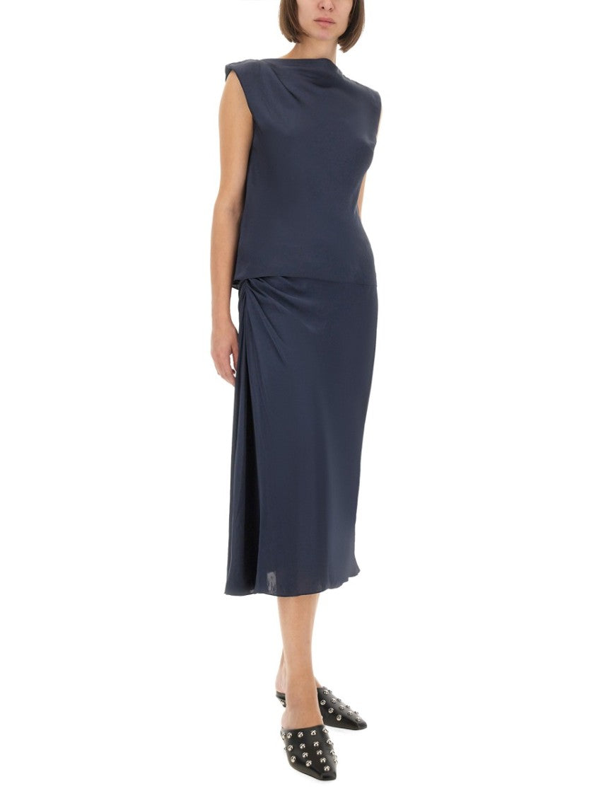 Theory Draped Midi Skirt With Side Ruching Detail