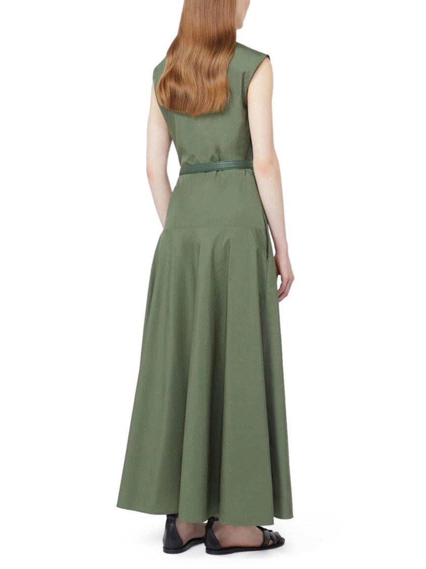 Max Mara Midi Dress With High Neckline And Fitted Bodice