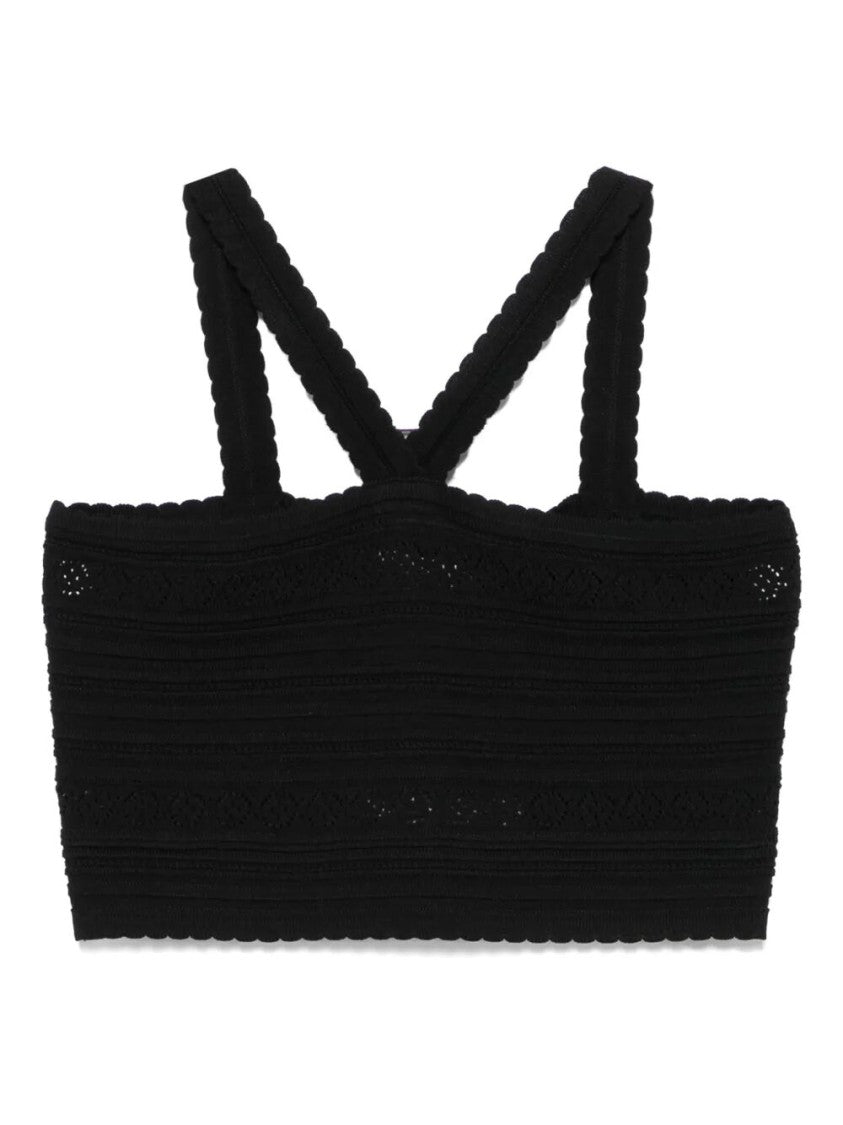 Twin-Set Cropped Textured Knit Top