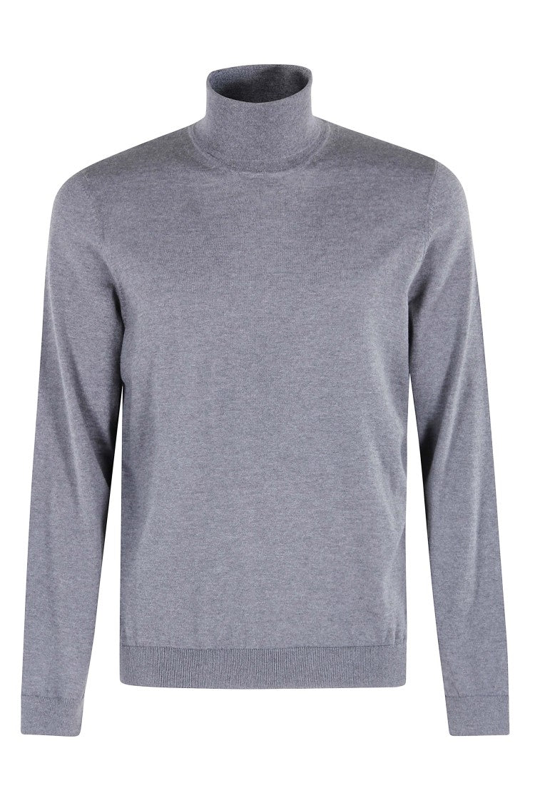 Boss Musso P Grey High-Collar Virgin Wool Sweater