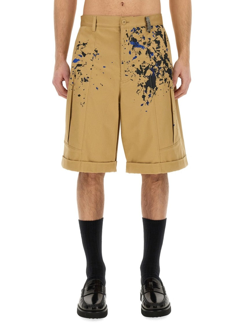 Moschino Bermuda Cargo Shorts With Unique Splatter Print Design