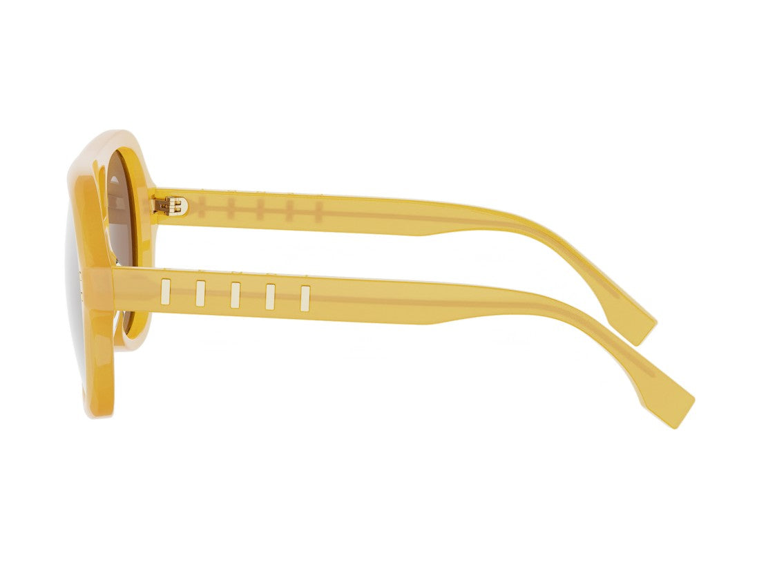 Fendi Fe40232i Mustard Yellow Oversized Aviator Sunglasses