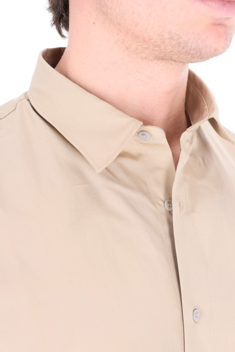 A.P.C. Beige Short-Sleeve Cotton Poplin Shirt