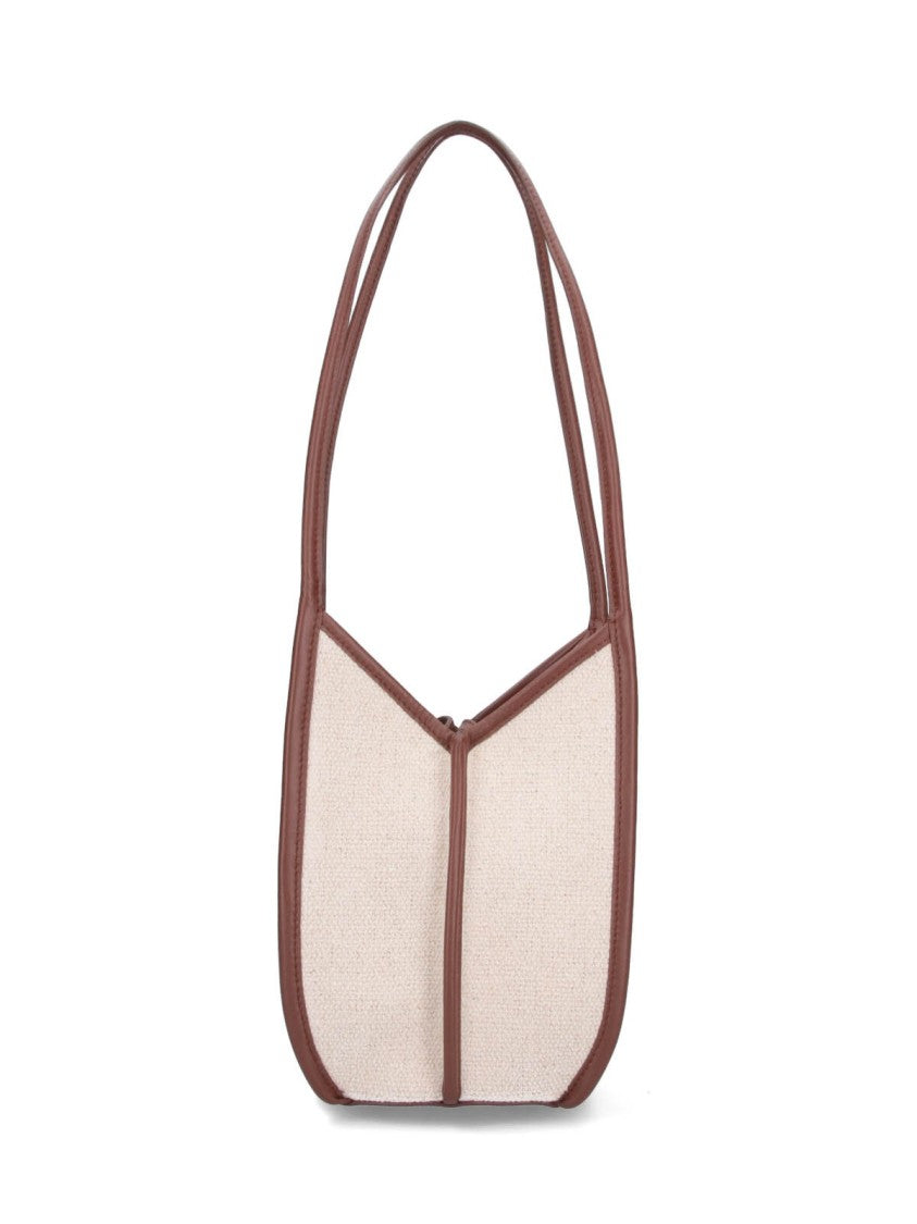 Hereu Off-White Structured Fabric Leather Trim Bag