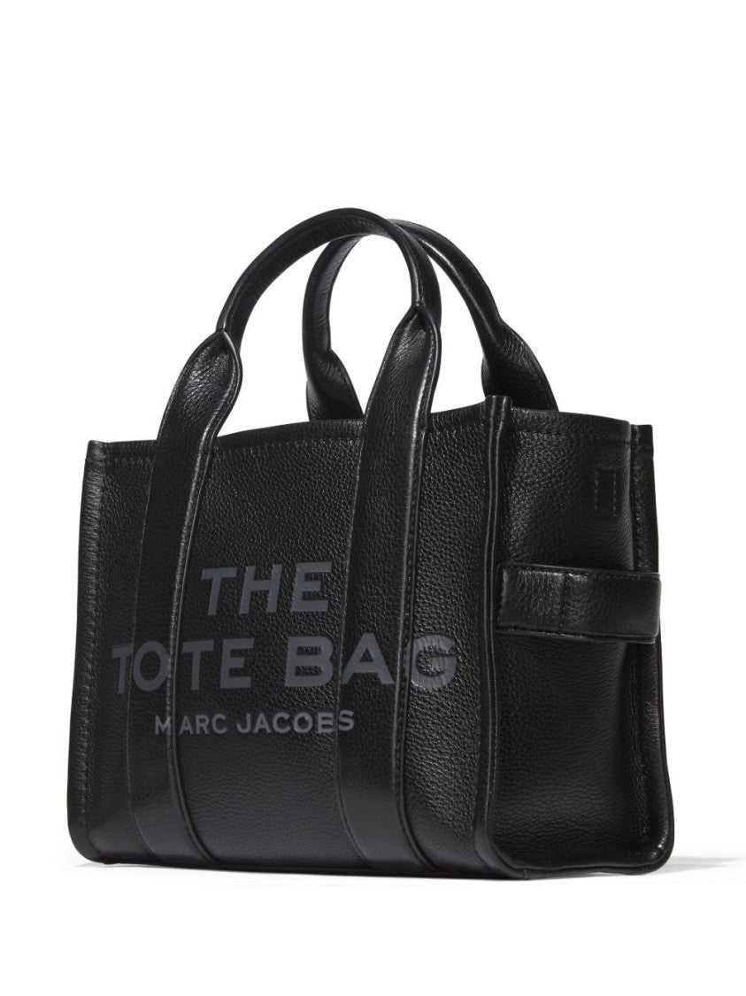 Marc Jacobs Structured Black Leather Tote With Debossed Logo