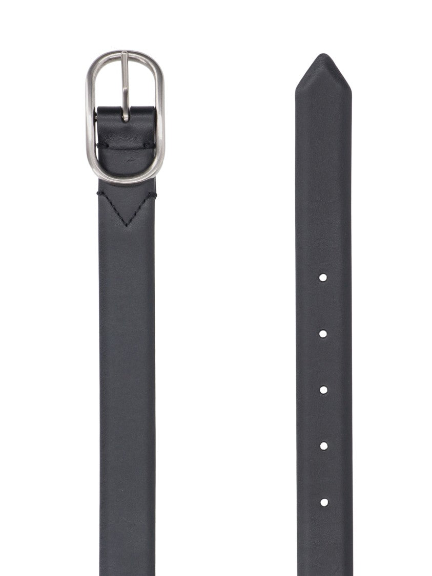 J&M Davidson Black Oval Buckle Leather Belt